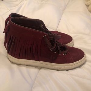 Maroon Vans with Fringe
